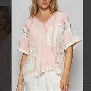 POL Pink and Cream Patchwork Hoodie